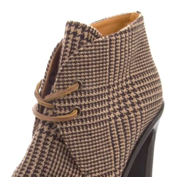 Ralph Lauren Fall 2021 Brown Glen Plaid Wool Flannel Jaylen Bootie - Picture 4 of 16